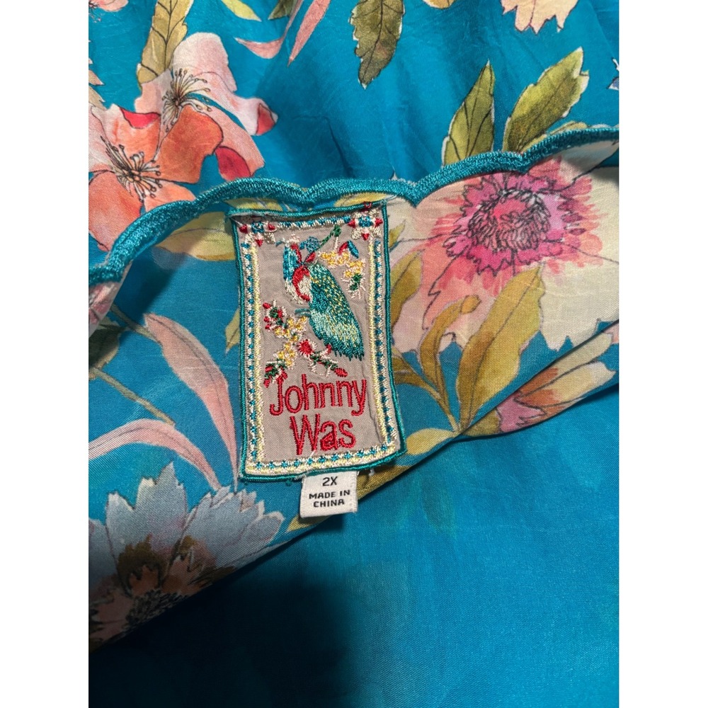 Johnny Was SZ 2X Blue Floral Peasant Tunic. Boho Chic. Festival. Free Spirit. - Picture 9 of 10